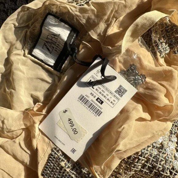 🩶 ZARA KAFTAN APPLIQUES LIMITED EDITION CONTRASTING DRESS Size M-L 🩶 - Picture 16 of 16